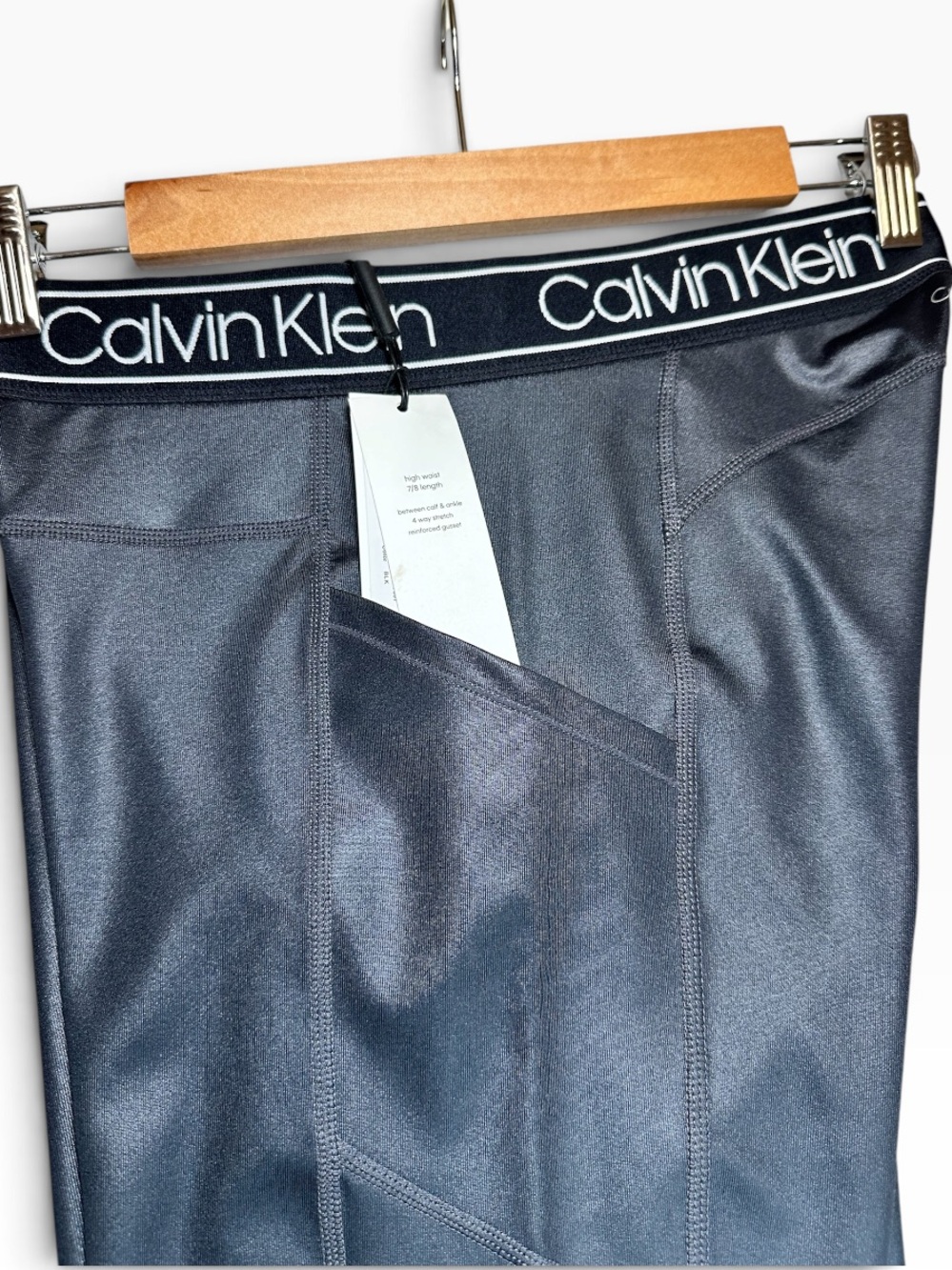 Calvin Klein Performance Black Logo-Waist Leggings 7/8 Sz M - Picture 7 of 9